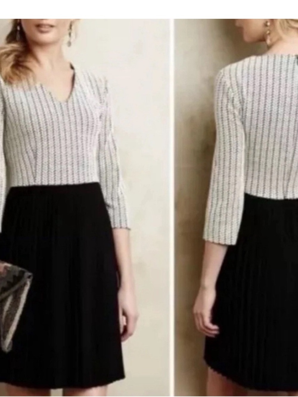 Ganni for Anthropologie Jaquard Jersey Color Block Dress Size Small Office